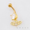 MULTI CZ BAT DANGLE BELLY BUTTON NAVEL RING 316L SURGICAL STEEL